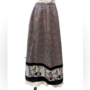 Vintage floral Prairie maxi skirt with matching scarf size S